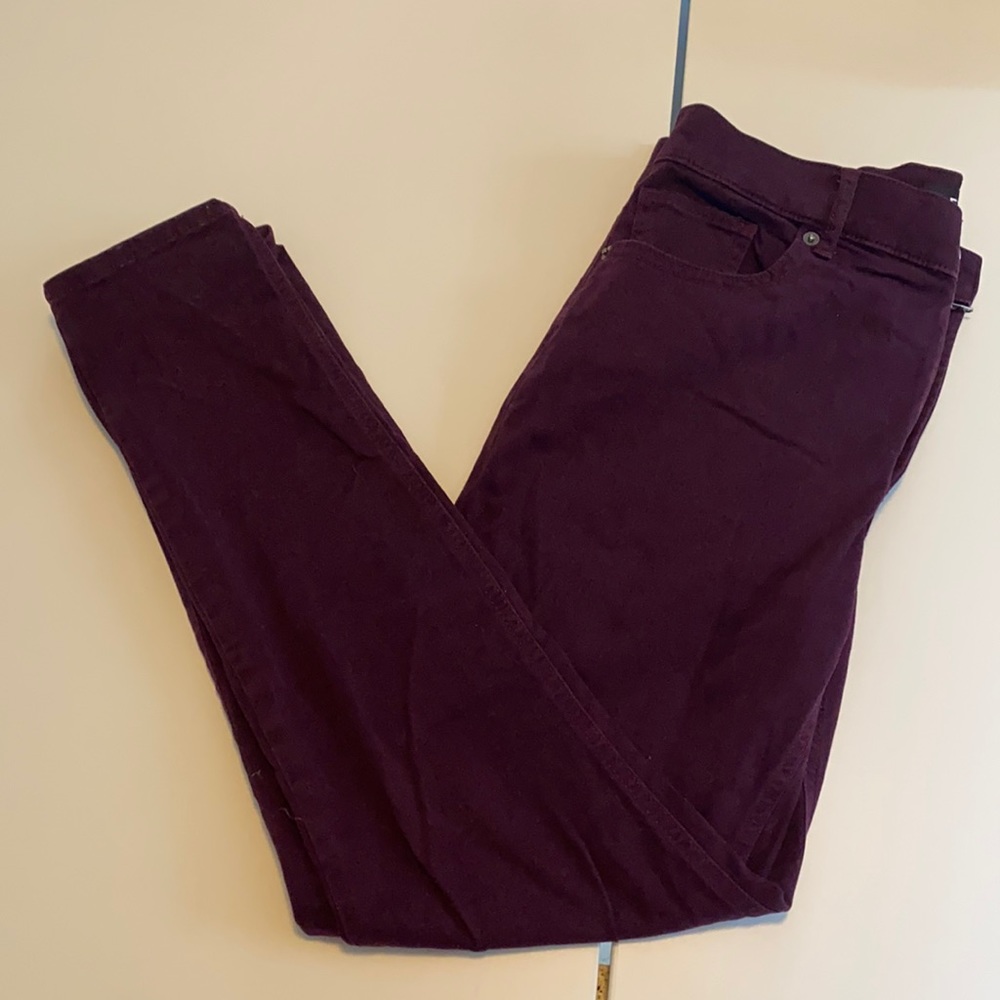 Express Maroon Stretch High Rise Short Leggings